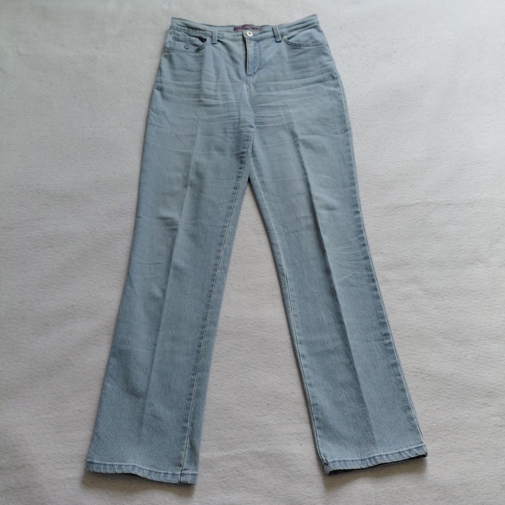 Gloria‎ Vanderbilt Amanda Jeans Womens 4 Light Blue Striped Mid Rise 022692A15